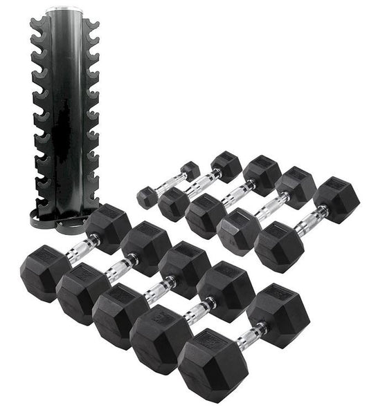 Body Solid  Hexagon-Kurzhantelsatz 1-10kg inkl. Rundständer vertikal (HEXDU-SETREK)