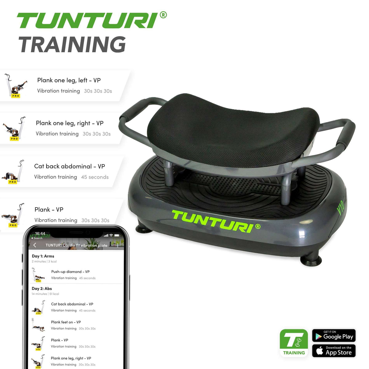 Tunturi V10 Cardio Fit Vibrationsplatte mit Hocker