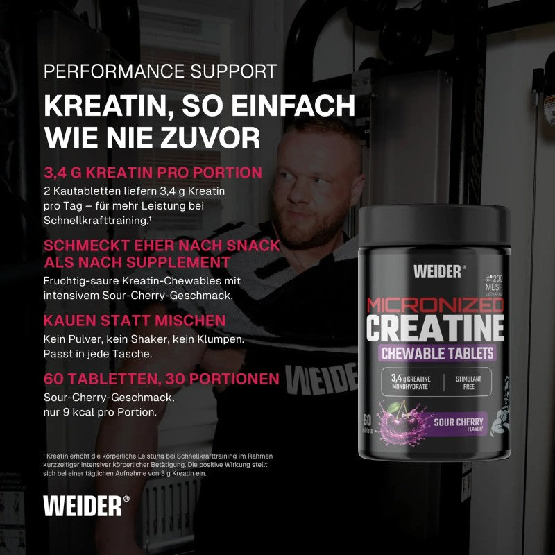 Weider Micronized Creatine Chewable Tablets 60 Tabs